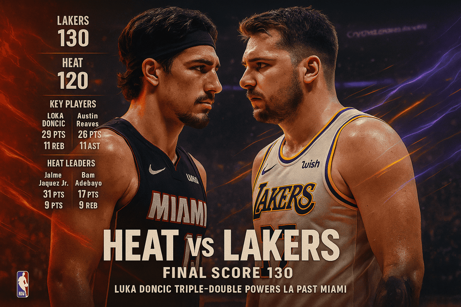 Heat vs Lakers: Luka Doncic Triple-Double Powers LA to 130-120 Win Over Miami