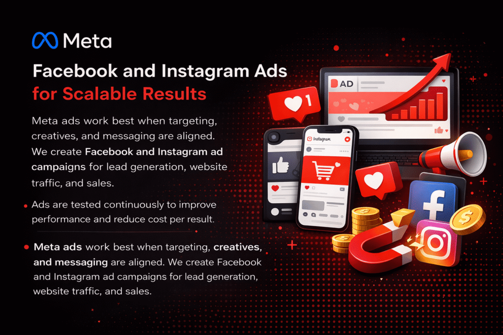 Facebook and Instagram ads service by ArticleNest for lead generation, website traffic, and scalable business growth